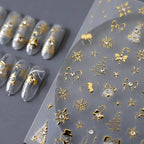 Gold Christmas Snowflake Nail Art Stickers Adhesive Sticker Decals 