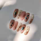 Gold Green Butterfly Wings Nail Art Stickers Adhesive Embossed Sticker Decals 