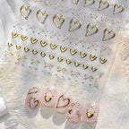 Gold Heart & Bow Nail Stickers For Valentine's Day 5436