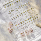 Gold Heart & Bow Nail Stickers For Valentine's Day 5436
