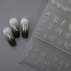Gold Initials Nail Art Stickers Adhesive Silver Alphabet Letters Sticker Decals M161