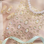 Gold Iridescent Seashell & Bow Nail Stickers - Mermaidcore Decals 
