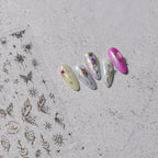 Gold Lace Nail Art Stickers Adhesive Embossed Butterfly Wings Sticker Decals to3231