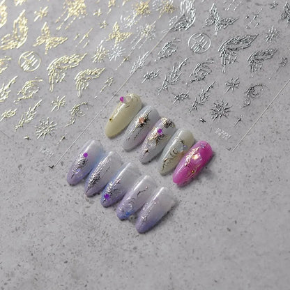 Gold Lace Nail Art Stickers Adhesive Embossed Butterfly Wings Sticker Decals to3231