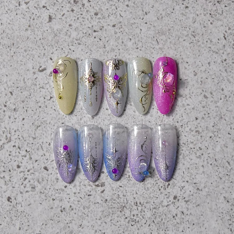 Gold Lace Nail Art Stickers Adhesive Embossed Butterfly Wings Sticker Decals to3231