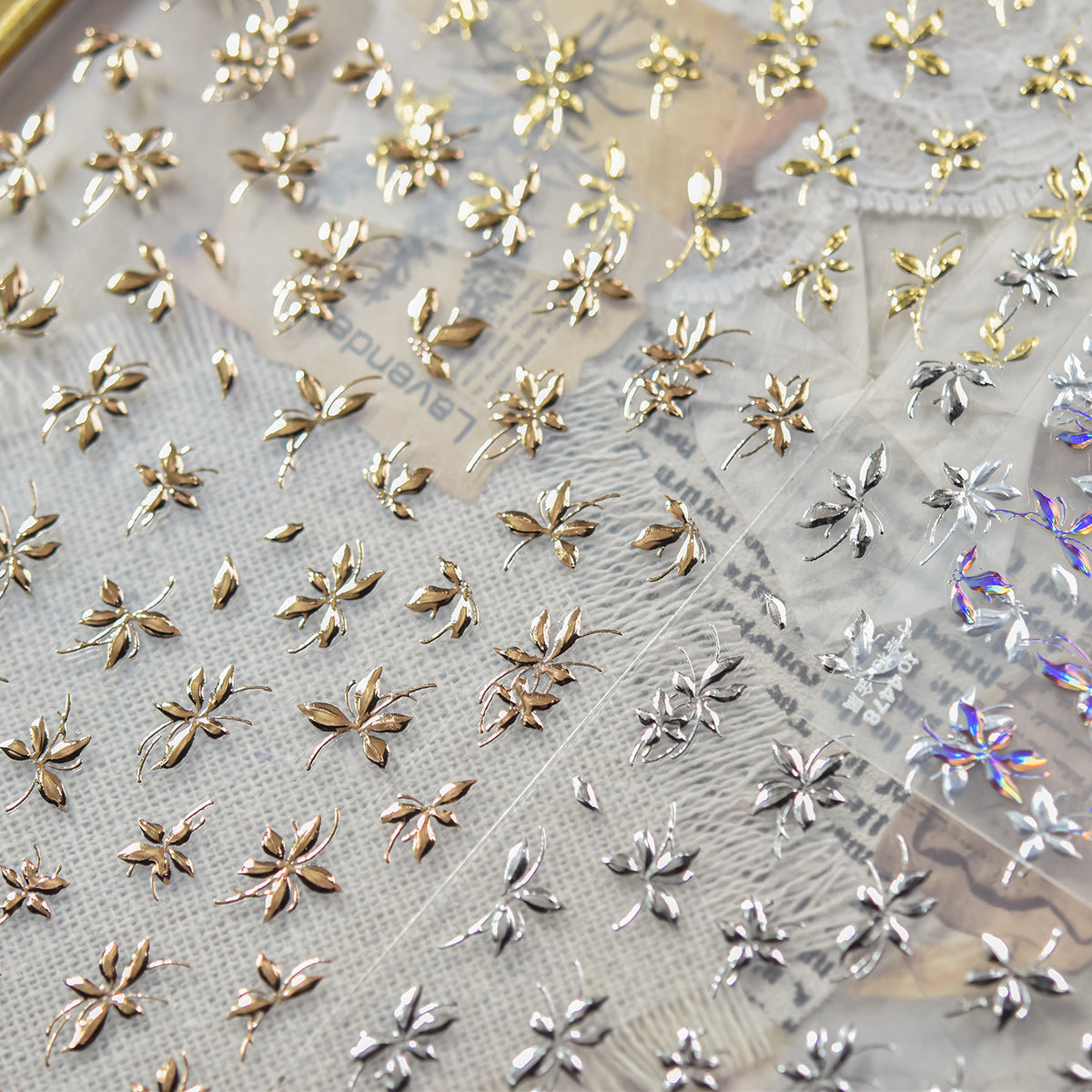 Gold Leaf Nail Art Stickers Metal Effect Decals to4478