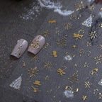 Gold Nail Art Stickers Christmas Snowflake Adhesive Embossed Nail Sticker Decals 
