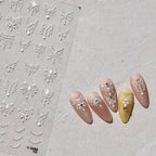 Gold Necklace Nail Art Stickers Adhesive Embossed Line Dots Sticker Decals 
