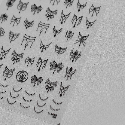 Gold Necklace Nail Art Stickers Adhesive Embossed Line Dots Sticker Decals 