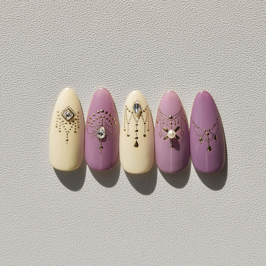 Gold Necklace Nail Art Stickers Adhesive Embossed Line Dots Sticker Decals 