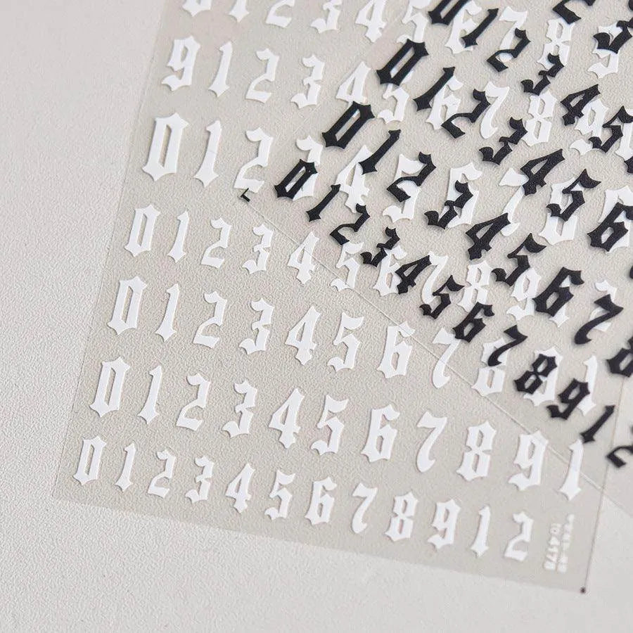 Gold Numbers Nail Art Stickers Adhesive Embossed Gothic Numbers Sticker Decals 