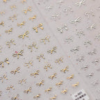 Gold Silver Bow Tie Nail Art Stickers Adhesive Embossed Sticker Decals 