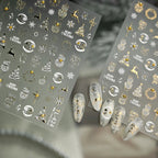 Gold Silver Christmas Nail Art Stickers - Xmas Ball Tree Snowman Festive Decals
