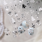 Gold Silver Christmas Nail Stickers - Cute Xmas Tree, Snowman & Wreath Decals 1552
