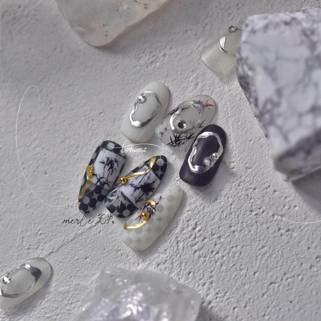 Gold Silver Circle Nail Art Stickers Metal Effect Adhesive Embossed Sticker Decals to3030