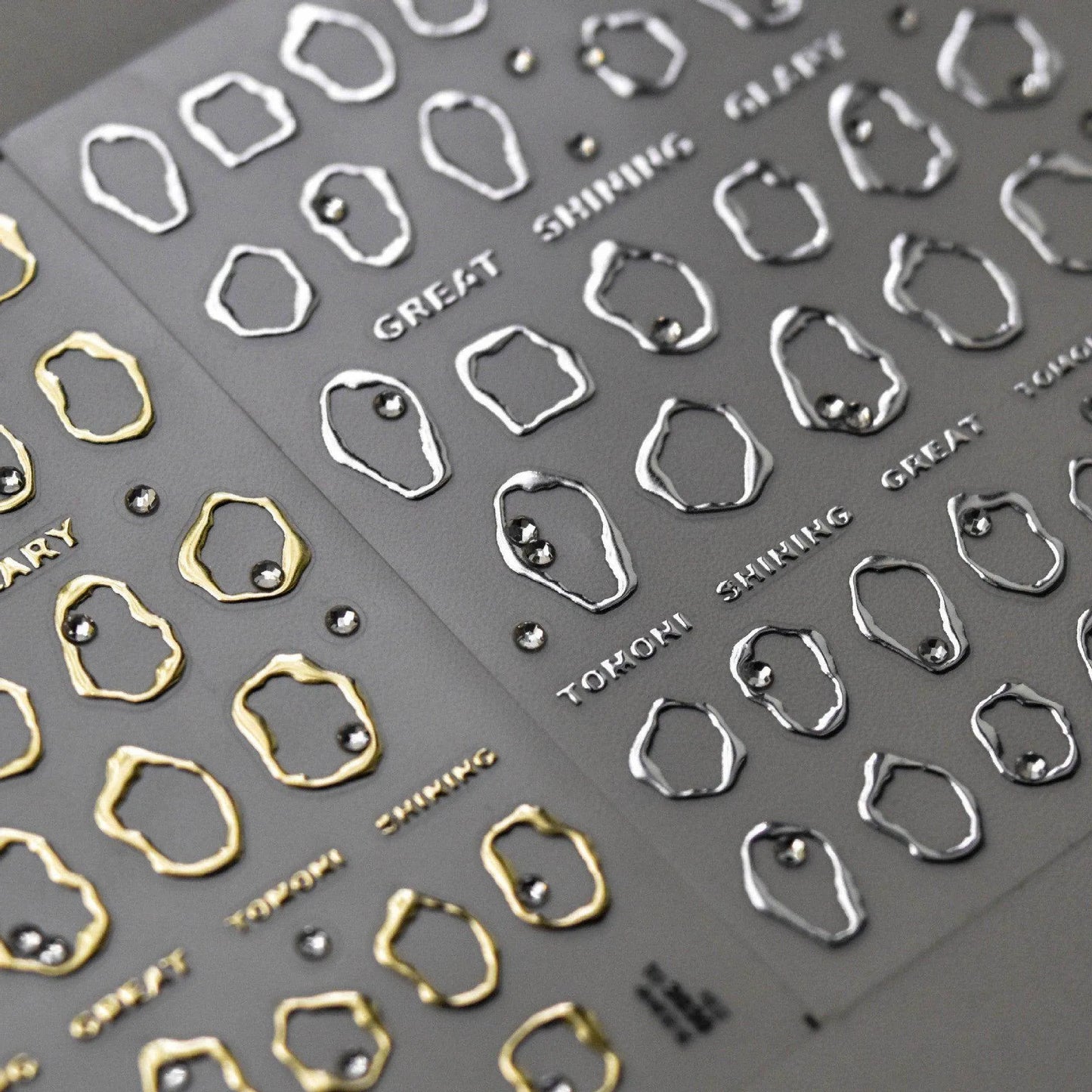 Gold Silver Circle Nail Art Stickers Metal Effect Adhesive Embossed Sticker Decals to3030 