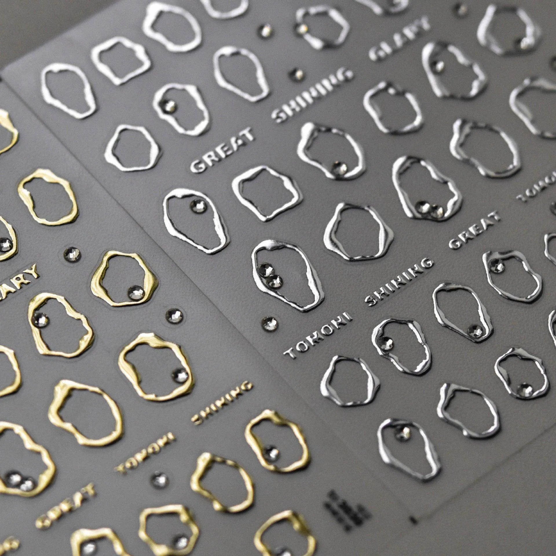 Gold Silver Circle Nail Art Stickers Metal Effect Adhesive Embossed Sticker Decals to3030 