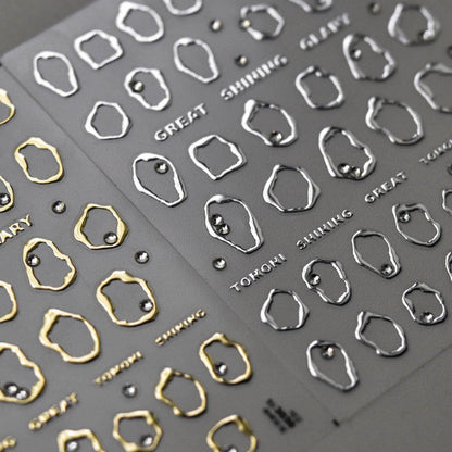 Gold Silver Circle Nail Art Stickers Metal Effect Adhesive Embossed Sticker Decals to3030 
