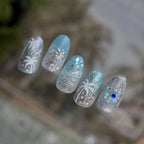 Gold & Silver Coastal Beach Nail Art Stickers - Hawaiian Palms Shells Decals