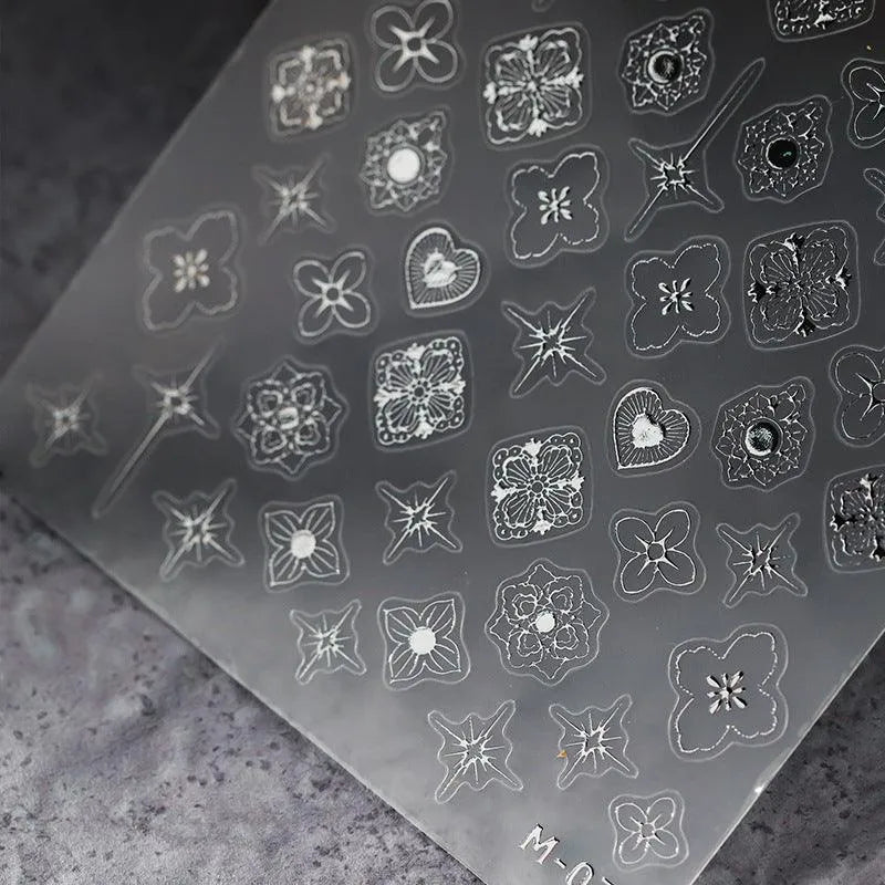 Gold Silver Pattern Nail Art Stickers Adhesive Sliders Sticker Decals 