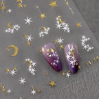 Gold Silver Star Nail Art Stickers Adhesive Embossed Moon Stars Metal Color Sticker Decals M344