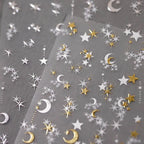 Gold Silver Star Nail Art Stickers Adhesive Embossed Moon Stars Metal Color Sticker Decals M344
