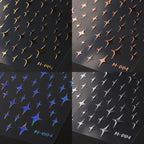 Gold Silver Star Nail Art Stickers Adhesive Metal Colors Cross Stars M004