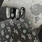 Gold Snake Nail Art Stickers Adhesive Embossed Metal Silver Snake Sticker Decals TA365