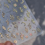 Gold Snake Nail Art Stickers Adhesive Embossed Metal Silver Snake Sticker Decals TA365