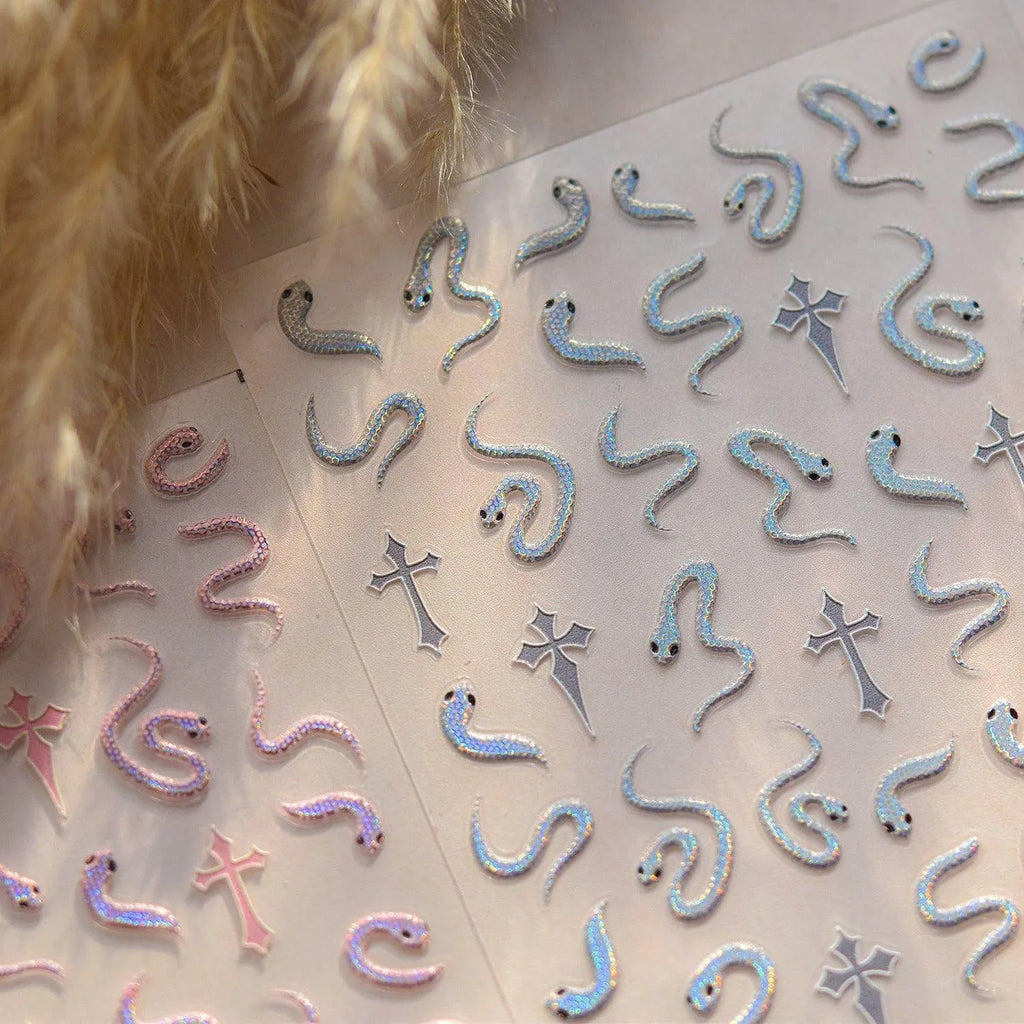 Gold Snake Nail Art Stickers Adhesive Embossed Snake Sticker Decals to4658