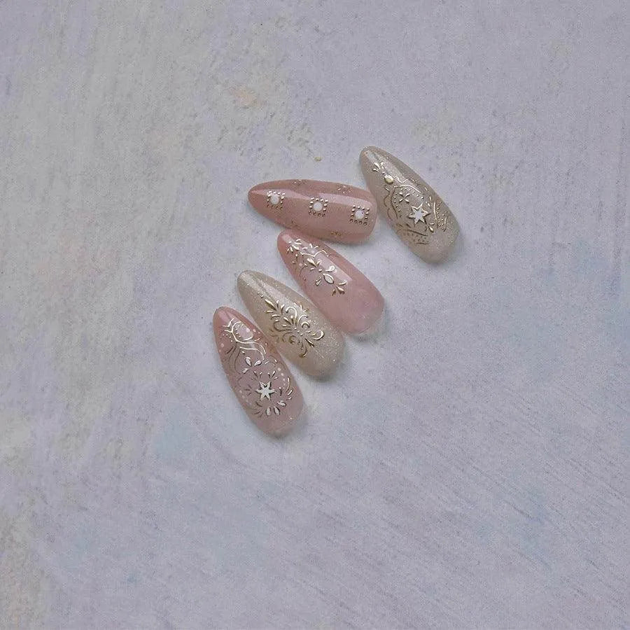 Gold Totem Nail Art Stickers Vintage Damask Adhesive Sticker Decals MS610