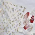 Gold Vine & Aurora Floral Nail Stickers | Iridescent Botanical Decals 6253