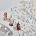 Gold Vine & Aurora Floral Nail Stickers | Iridescent Botanical Decals 6253
