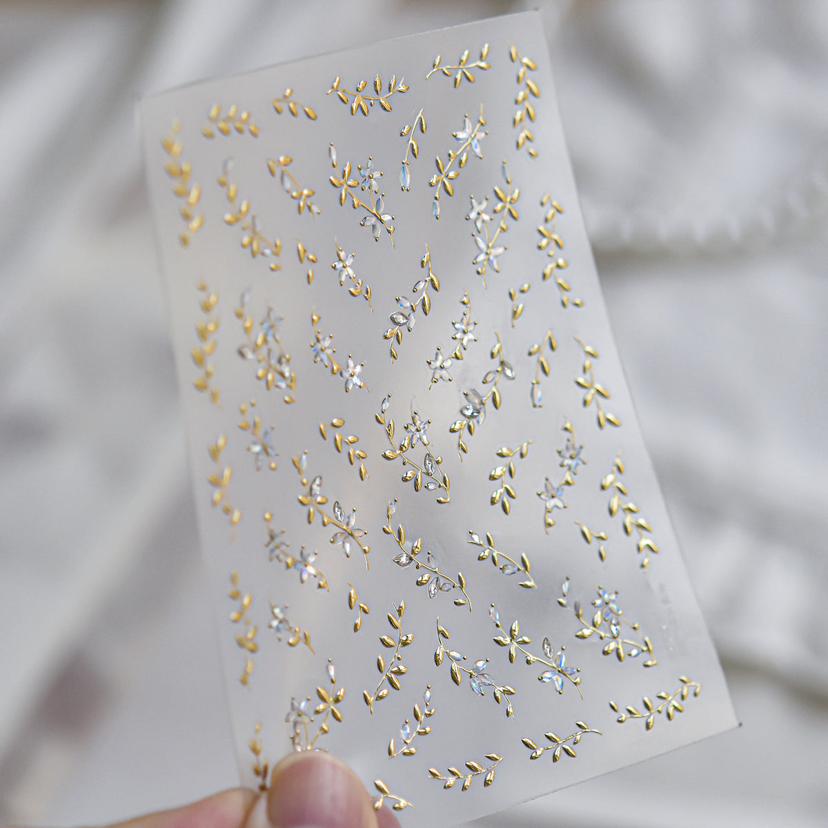 Gold Vine & Aurora Floral Nail Stickers | Iridescent Botanical Decals 6253