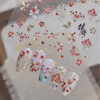 Gold Vine & Aurora Floral Nail Stickers | Iridescent Botanical Decals 6253