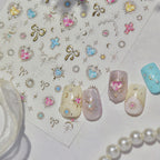 Gold Vintage Bow & Heart Jelly Nail Stickers - Baroque Jewelry Decals