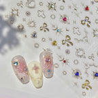 Gold Vintage Bow & Heart Jelly Nail Stickers - Baroque Jewelry Decals