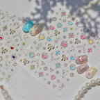 Gold Vintage Bow & Heart Jelly Nail Stickers - Baroque Jewelry Decals