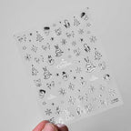 Golden Christmas Tree Nail Art Stickers Adhesive Embossed Winter Snowflake Sticker Decals to3626