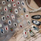Goth Cross Evil Eye Nail Stickers - Halloween Ghost Spiderweb Decals