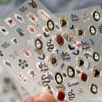 Goth Cross Evil Eye Nail Stickers - Halloween Ghost Spiderweb Decals