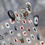 Goth Cross Evil Eye Nail Stickers - Halloween Ghost Spiderweb Decals