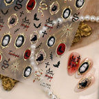 Goth Cross Evil Eye Nail Stickers - Halloween Ghost Spiderweb Decals 1530