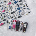 Goth Halloween Nail Stickers | Vampire Coffin Bat Nail Art Decals TS1841