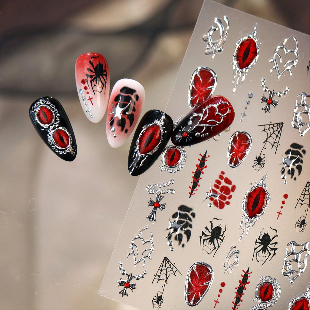 Goth & Y2K Nail Stickers - Crosses, Chains, Evil Eyes Dark Arts Decals 