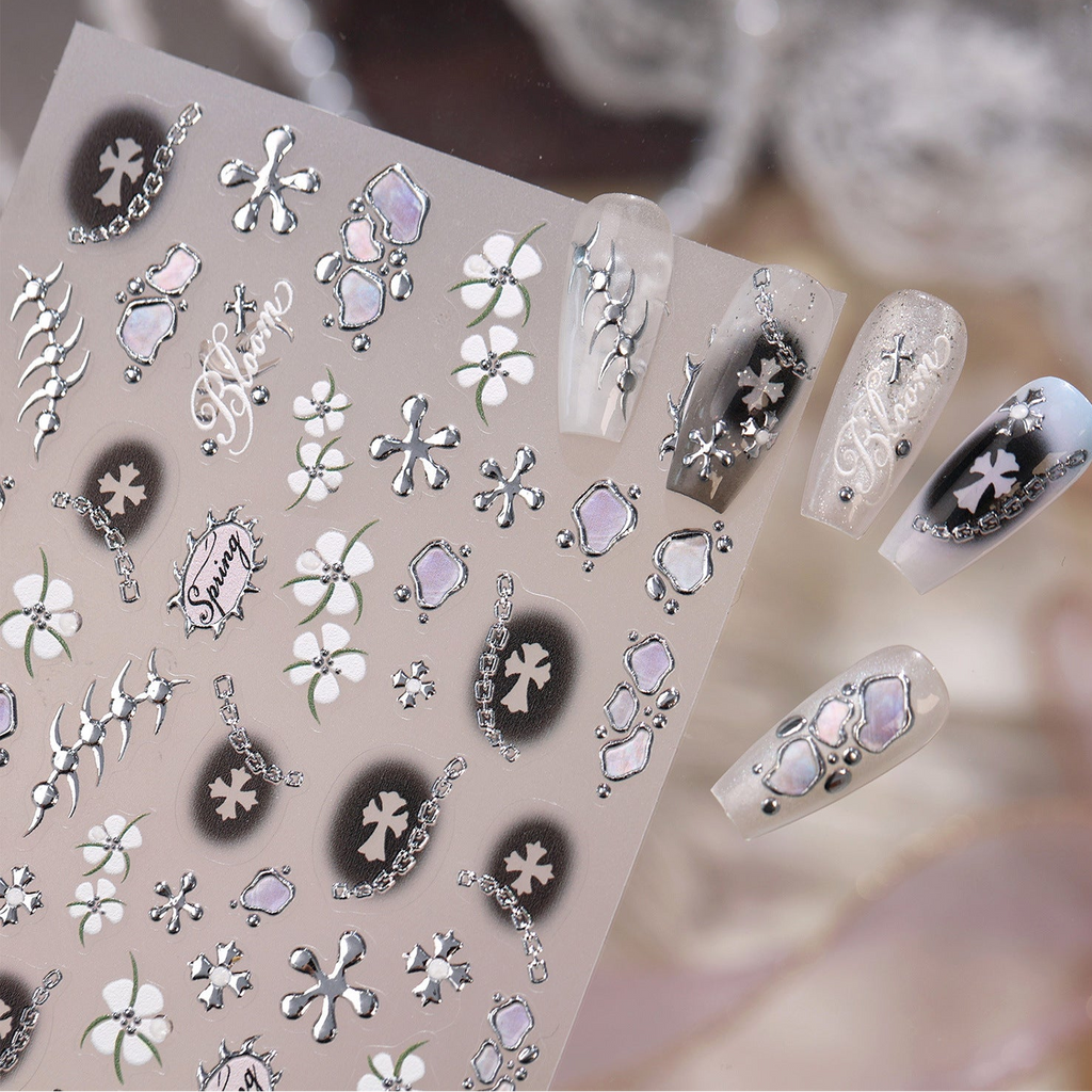 Goth & Y2K Nail Stickers - Crosses, Chains, Evil Eyes Dark Arts Decals 