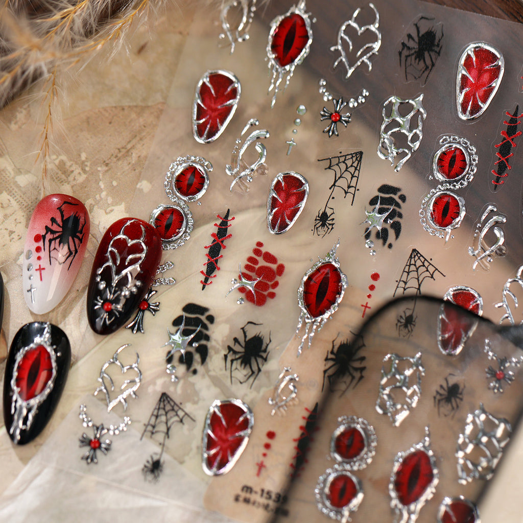 Goth & Y2K Nail Stickers - Crosses, Chains, Evil Eyes Dark Arts Decals 1539