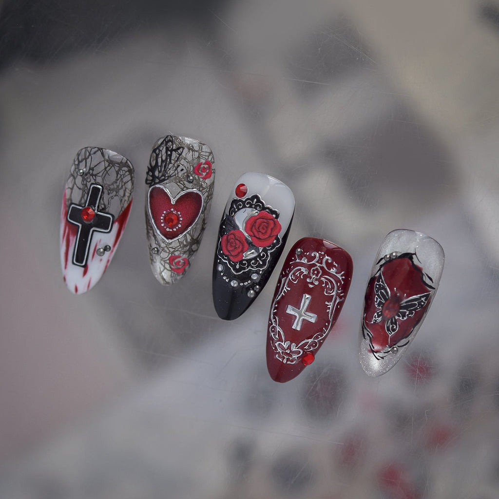 Gothic 3D Rose & Cross Nail Stickers