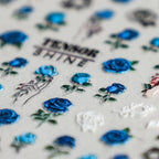 Gothic 5D Rose Nail Stickers Edgy Metallic Floral Nail Art Decals TS149