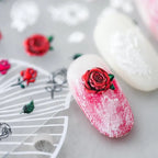 Gothic 5D Rose Nail Stickers Edgy Metallic Floral Nail Art Decals TS149